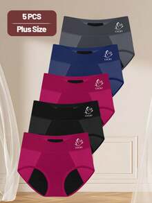 MEIYATING 5 件/包加大码女士经期三角内裤，透气网眼，经期防漏 - 彩色 - 查看 4