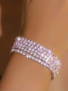 Conjunto de 5 pulseiras com cristais roxos brilhantes, conjunto de pulseiras com tema de festa noturna para mulheres, presente elegante