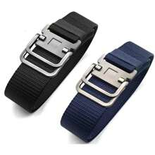 Women's Denim Jeans Belt, Summer Double-Ring Buckle Waist Canvas Belt, Studentstyle No-Hole Casual Military Vintage Belt