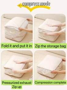 Cotton Quilt Storage Bag, Large Capacity Blanket Storage Bag, Super Space Saving Self Compression Storage Bag, Washable Compression Bag For Storing Blankets, Clothes, Pillows, Bedding, Etc