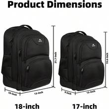 Travel Backpack With Wheels 18 Inch Laptop Backpack Wheeled Trolley Carry On Lage Suitcase Backpack With Laptop Compartment Laptop Rucksack For Women Men Work Busin College Black - 18inch - View 3