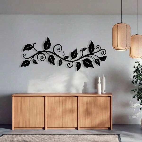 Large Black Ivy Branch Metal Wall Art Elegant Laser-Cut Decor For Bedrooms Living Rooms, Easy To Hang Ideal Gift For Plant Lovers, Suitable For Modern Home Decoration, Home Decoration, Room Decoration, Wall Decoration For Bedrooms, Living Rooms, Etc., Waterproof, Rust-Proof And Durable, A Great Gift Choice, Sturdy And Non-Fading, With A Century-Old Paint Process, Made Of High-Quality Materials, And Easy To Install.
