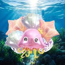 5pcs Sea Life Theme Foil Balloon Set, 3 Different Shapes (Jellyfish + Seashell + Starfish), Suitable For Decorating Ocean Party, Birthday, Event, Diving Party, Summer Party, Indoor Atmosphere, Fantasy Theme Party