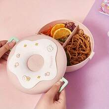 1pc Donut Bento Lunch Box, Multi-Compartment Microwave Friendly Meal Container, Portable Lunch Box With Lid For Students - Multicolor - View 5