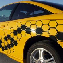20 Pcs/Set Honeycomb DIY Vinyl Car Stickers, Hexagon Design Car Side Body Wrap Decal, Custom JDM Car Truck Decor Accessories (10pcs Solid + 10pcs Outline)