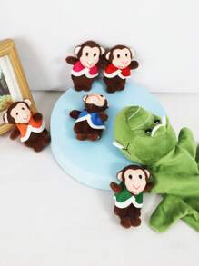 hoojojo Set de 6 títeres de dedo, con diseño de mono, títeres miniatura, títeres lindos, accesorios interactivos, para juego de roles, reuniones familiares, actuaciones divertidas, eventos escolares, fiestas, festivales, regalos.