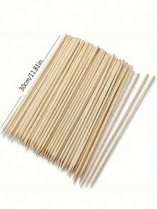 50pcs/100pcs/200pcs/300pcs Bamboo Barbecue Skewers, Home Cooking BBQ Wooden Sticks, Outdoor Picnic Grilling Sticks For Chicken, Sausage, Meat Kebabs - 30cm*3.0 Thick Barbecue Skewers - View 3