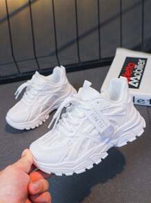 1 Pair Girls' Summer Sports Shoes, 2025 New Breathable Children's Mesh Sports Sneakers, White Large Kids Girls Sports Shoes