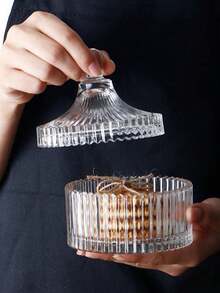 1PC Glass Candy Box With Lip, Modern Candy Jar For Party - Multicolor - View 2