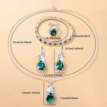 Ladies' Light Luxury Light Blue Rhinestone Heart-Shaped Zirconia Necklace, Earrings And Ring Set - Daily And Party Wear Jewelry Collection, Christmas