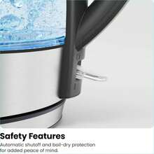 Fast Boiling 1.8L Electric Glass Kettle, Removable Tea Infuser, LED Lights, Stainless Steel - 1 - View 3