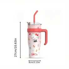1 pezzo Bottiglia d'acqua isolata carina da 40 once/1,2 litri in acciaio inossidabile 304 con accessori in silicone, tazza da caffè e tumbler con motivo  rosa,  e Cinnamoroll, adatta per scuola, ufficio, infermieri e insegnanti, articoli autorizzati . Articoli per il ritorno a scuola