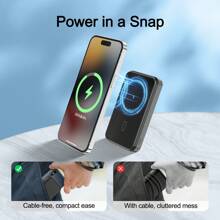 Batterie Externe sans Fil 10000 mAh 22,5W Petit Chargeur Portable Magnétique, Power Bank avec Support Charge Rapide USB-C Compatible pour Phone 15/14/13/12/Pro/Pro Max et Plus (Noir)