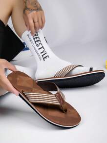 Men's Flip Flops, Summer Outdoor Non-Slip 2025 New Cloth Strap Beach Sandals, Size Run Small Please Order 1 Size Up