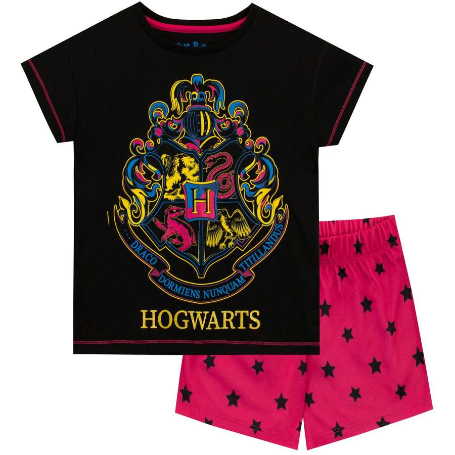 Harry Potter Short Sleeved Pyjamas | Hogwarts Girls' Short Pyjama Set | Kids' PJs | Fast UK Delivery Shipping | Trusted UK Seller | Great Gift For Girls | Perfect For Halloween, Birthdays And The Summer Holidays
