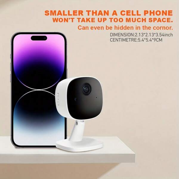 WiFi Smart Home Security Camera 1080P HD With Voice Intercom, Night Vision - USB Powered Indoor/Outdoor Surveillance System, Motion Alert System & Remote Mobile Viewing | Sleek White Compact Camera