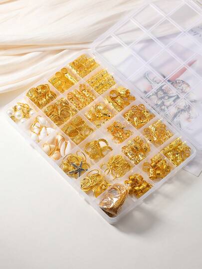 284 件女士辫子发珠、Loc 发饰、脏辫配饰、金属金夹袖口线圈贝壳环用于编发胡须装饰女孩女士发饰夏季优雅发饰节日配饰婚礼配饰