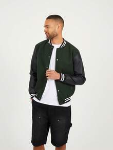 brave soul Veste à mélange de tissus variés, verte