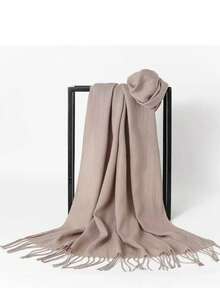 MilyModa Plain Cashmere Scarf 150g With Fringes - Caqui oscuro - Ver 1