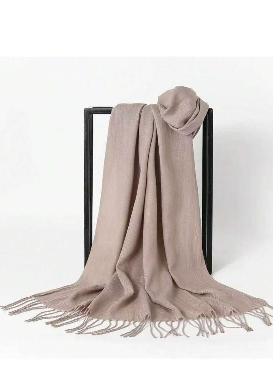 MilyModa Plain Cashmere Scarf 150g With Fringes - Caqui oscuro - Ver 1