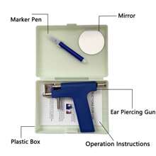 Kit per piercing professionale per orecchie, per uso in salone o domestico, con 20 pezzi di orecchini a perno in acciaio inossidabile, 12 pezzi di orecchini in zirconia, 10 pezzi di perni per orecchie in argento 925