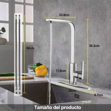 Grifo Mezclador De Agua Caliente Y Fría Compatible Con Cocina Y Baño, Llaves Para Lavabo Con Giro De 360 Grados, Llave Monomando Cocina Con Cubier, Todos Cobre, Estilo Escandinavo - Plateado - Ver 2