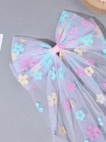 1pc St Patrick's Day Green Bow Hair Clips For Girls,Tulle Oxalis Corniculata L. Print Hair Bows For Kids,Big Hair Accessories For Girls Best Friend Gifts