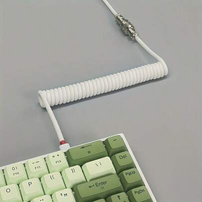 1 Set Mechanical Keyboard Cable 59 Inch Spring Wire Custom Coiled Navigator Cable Double - Layer Braided Mesh Data Wire Variety Of Colors Suitable For Gaming Keyboard, Double Set Mechanical Keyboard Cable, With Detachable Metal Pilot, 1.5m, Removable With Gold Pilot Connector