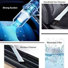 8000Pa High-Powered Handheld Vacuum Cleaner with Air Duster Function & Multi-Nozzles - 120W Power for Cars, Homes, Offices, and Pet Cleaning - Blanco - Ver 8