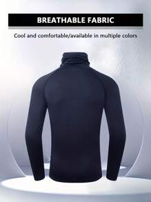Men's Outdoor Casual High Collar Covering Face Long Sleeve, Sports Running Fitness Leisure Long Sleeve