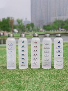 1pc 1000ml/33OZ Capacity Metal Cap Plastic Water Bottle, Fashion Design, Multiple Patterns Available, 3D Printing Technology Provides Stereoscopic Effect, Portable And Durable, Suitable For Outdoor Sports, Fitness, Parties, Travel, Holiday Gifts, Etc.