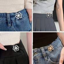 1/2/3/4 对花朵牛仔纽扣紧带，可调节环扣，无需缝纫或工具，可拆卸牛仔裤纽扣装饰，适合宽松牛仔裤、裤子、裙子和袖子