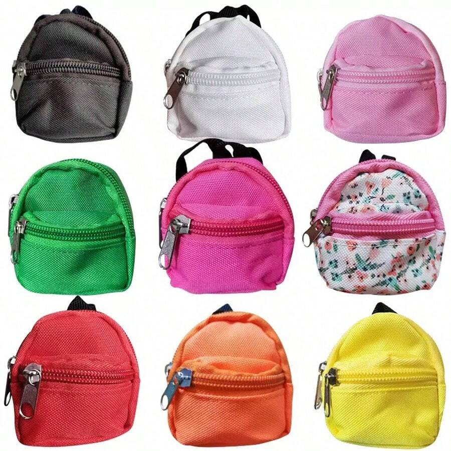 1pc Suitable For Rag Doll Cloth Toy Doll Canvas Small Backpack Book Bag For 6 Inch BJD Doll, Double Zipper Canvas Coin Pouch, 8X7cm