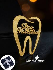 1Pc Personalized Badge, Custom Personalized Name Pin, Men's And Women's Stainless Steel Brooch Dental Dentist Brooch, Matte Craft Brooch, Badge Clothing Accessories, Light Luxury And High-End Gifts, Valentine's Day Gifts, Christmas Gifts - Multicolor - View 14