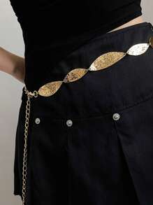 Corrente de Cintura Feminina Única e da Moda, Segmento Metálico Incrustado, Decorativa para Vestido, Denim, Estilo Retrô de Rua no Verão, Escola no Outono, Outono, Halloween