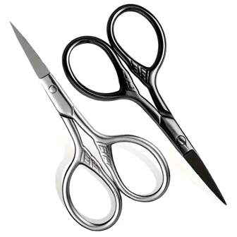 精密不锈钢剪刀 - 多功能，适用于面部、鼻子、眉毛、胡须、胡子 - 人体工程学设计 - 有多种时尚颜色可选，适用于化妆、经济实惠、房间装饰、梳妆台、旅行、卧室、化妆配件