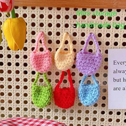 1pc/3pcs/6pcs Handmade Crochet Doll Backpack/Mini Colorful Doll Crossbody Bag/Stuffed Doll Accessory/Crochet Dollie Decorations/Craft Tote Bag/Bluetooth Earphone Case/Also For Accessory Storage