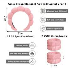 1 pièce set (1 pièce bandeau + 2 serre-poignets) Bandeau de spa et serre-poignet pour le lavage du visage, chouchou doux en éponge pour les cosmétiques, bandeau et serre-poignet, couleur aléatoire