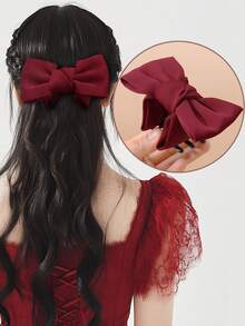 French Retro Bow Claw Clip, Princess-Style Bun Clip With Bowknot Decoration, Suitable For Ponytail Or Bun Hairstyles - YZ106. Ponytail Clamp 1 Piece - View 14