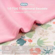 2pcs 3-12 Months Baby Sleeping Bag Transitional Swaddle Infant 1.0 Tog Wearable Blanket With Dual-Way Zipper - Floral - View 2