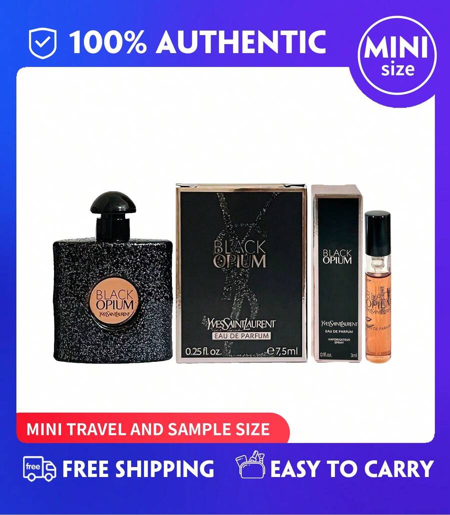 YSL BlackOpium Eau De Parfum With Coffee & White Flowers For Women ,(7.5ml/0.25fl.Oz), (3ml/0.1fl.Oz) Splash/Sample Spray Travel Mini(Set Of 2) - Black Opium 10.5ml(7.5ml+3ml) - 查看 1