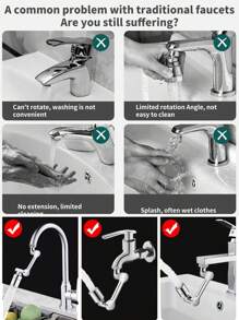 A Versatile Faucet Aerator With Adjustable Water Flow, Easy-To-Install Faucet Extender, Rotating Multi-Functional Faucet Extender With Two Spray Modes, Suitable For Kitchen And Bathroom.