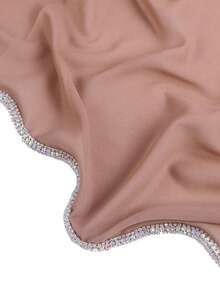 1pc Women's Luxury Rhinestone Chain Chiffon Scarf, Solid Color Silk Scarf/Bandana/Headband For Dress - Style a - View 9