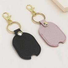 2pcs Custom Text Deluxe Oily Ostrich Grain PU Leather Key Holder, Car Key Cover Protector, Hanging Accessory, Storage Case