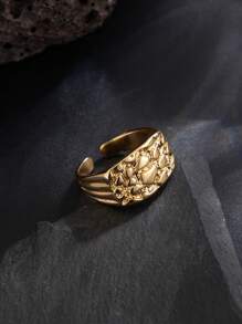 1 pieza Anillo abierto de moda vintage con forma rectangular y diseño geométrico de persecución para hombres