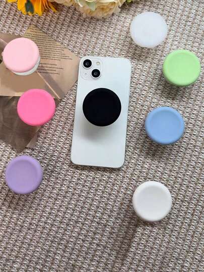 Mobile Phone Holder Round Simple Solid Color Silicone Folding Holder Telescopic Sticky Mobile Phone Holder Compatible With IPhone, Android Phone, Gift For Birthday, Family, Friends Push-Pull Phone Grip, Phone Accessories