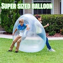1pc Inflatable Bubble Ball - Transparent TPR Water Bubble Toy, Outdoor Fun, Beach Play And Party - Perfect For Party Games And Events, Transparent Beach Balloon, Outdoor Toy, Beach, Swimming Pool, Garden, Party Outdoor Toy Equipment | Fun Design | Durable Rubber Ball, Bubble Fun - Multicolor - View 1