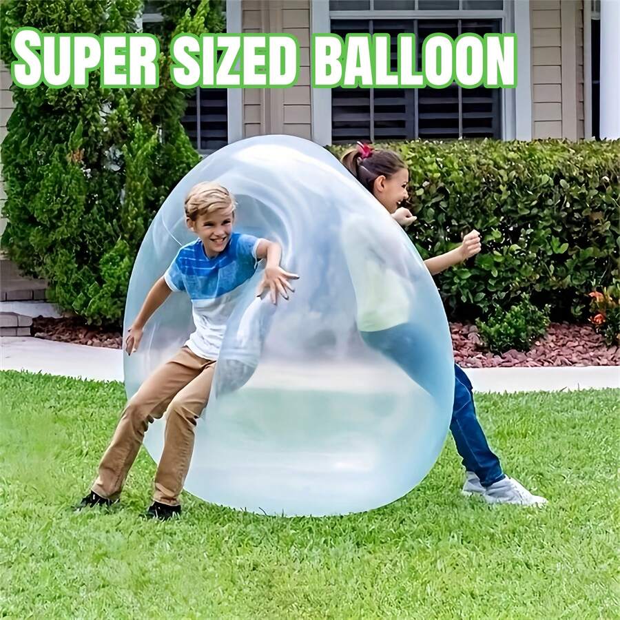 1pc Inflatable Bubble Ball - Transparent TPR Water Bubble Toy, Outdoor Fun, Beach Play And Party - Perfect For Party Games And Events, Transparent Beach Balloon, Outdoor Toy, Beach, Swimming Pool, Garden, Party Outdoor Toy Equipment | Fun Design | Durable Rubber Ball, Bubble Fun - Multicolor - View 1