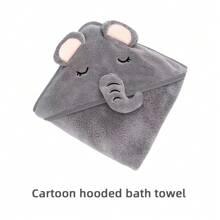 1pc Pet Bath Towel, Pet Absorbent Towel, Pet Bathrobe, Cat Quick-Drying Towel, Dog Drying Towel, Hooded Pet Towel, Cartoon Design, Coral Fleece Material, Soft & Comfortable