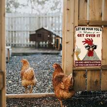 1PC Funny Tin Sign, Let Me Pour You A Tall Glass Of Get Over It, Humorous Chicken Quote, Perfect For Kitchen, Dining Room, Farmhouse, High-Quality Metal, 8x12 Inches / 20x30 Cm - 8x12吋/20x30公分-1件 - 查看 9